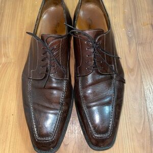 Santoni Dark Brown Leather Oxfords